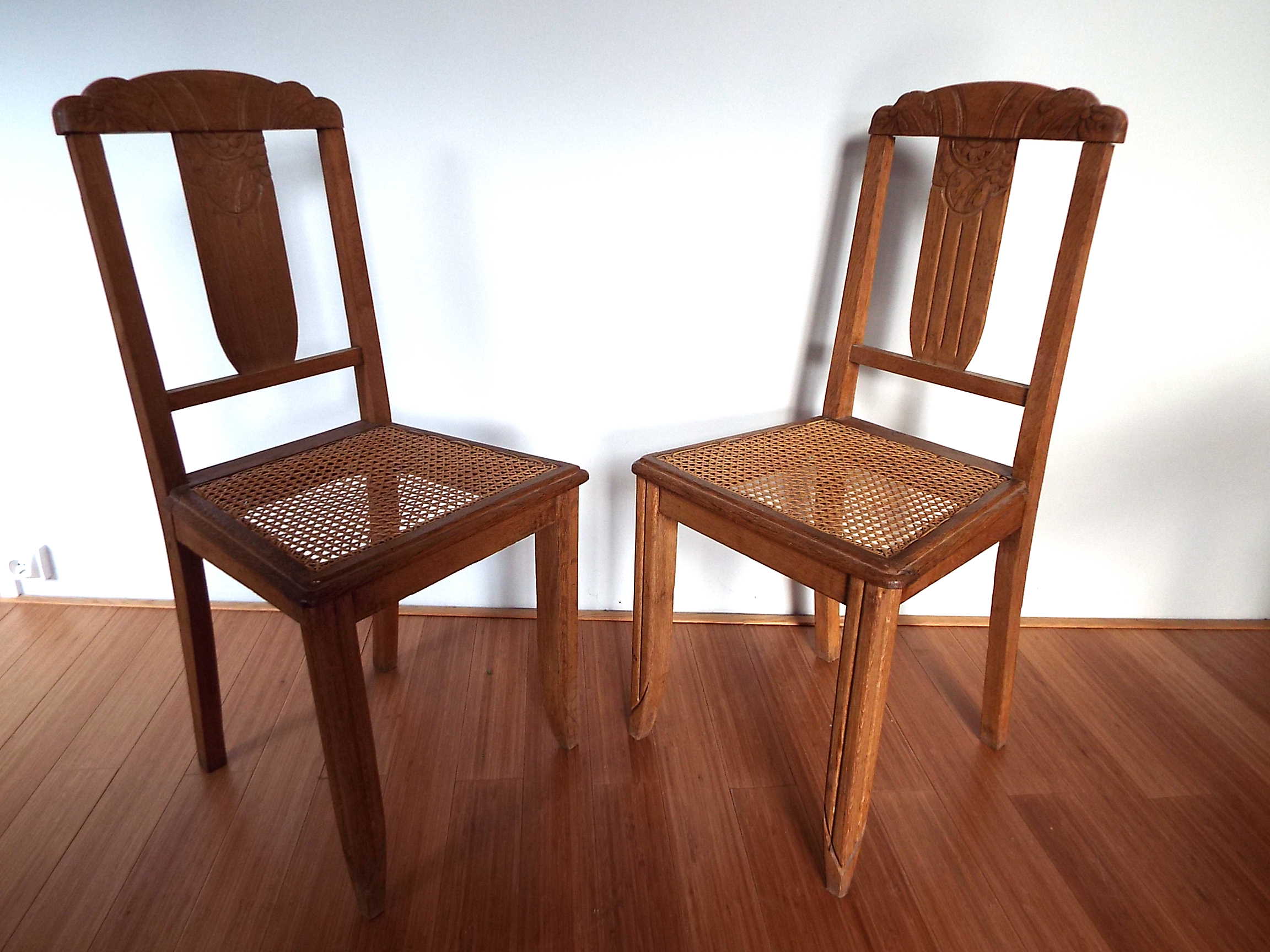 2 chaises art déco cannées