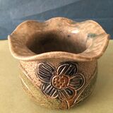 Vase corolle en grès motif floral