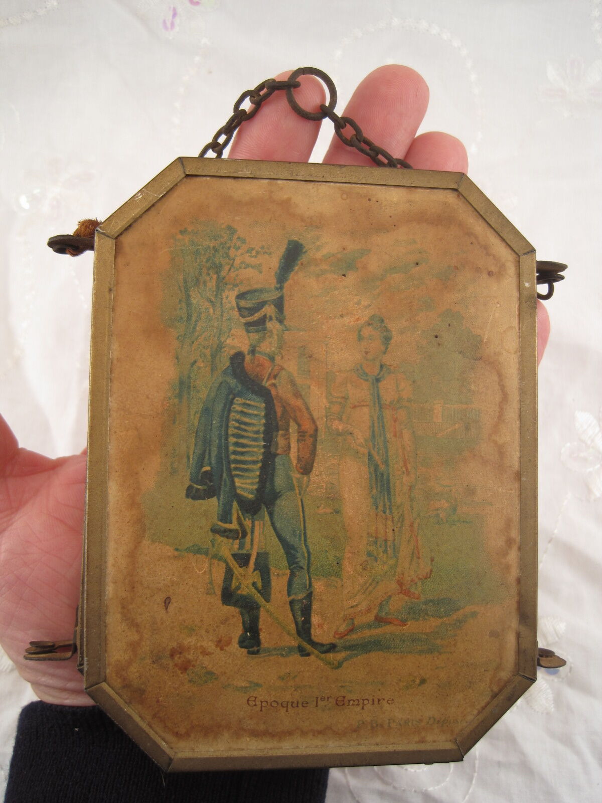 Triptych mirror of travel pocket lithographs p.b paris deposited around 1900