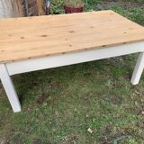 Country farmhouse coffee table raw white wood