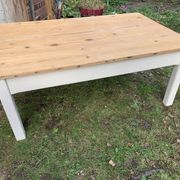Table basse de ferme campagne bois brut blanc