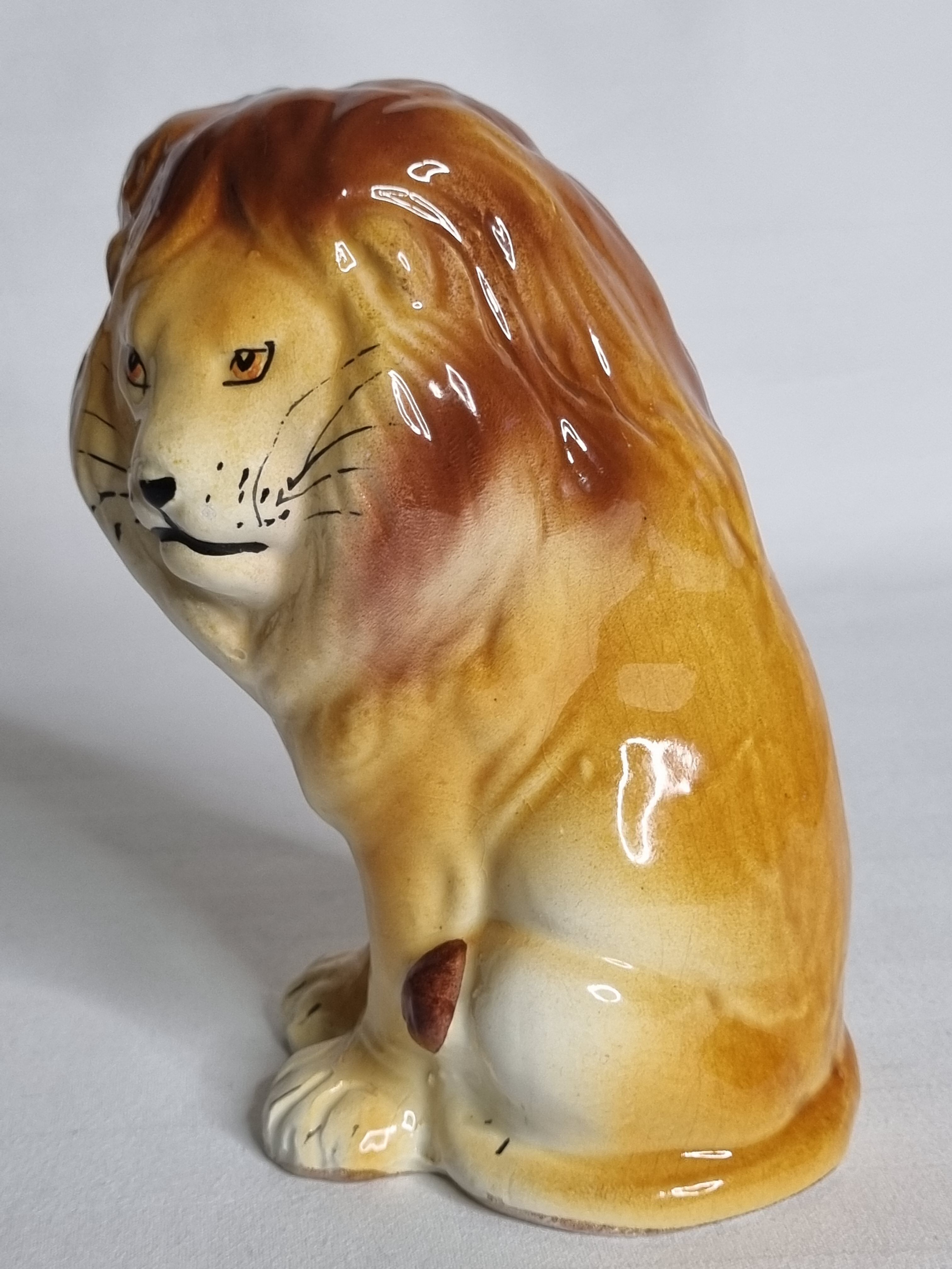 Lion in glazed ceramic, 70s