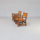 50s oak brutalist spanish chair with saddle leather