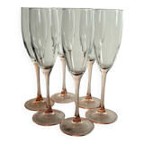 6 vintage rose champagne flutes
