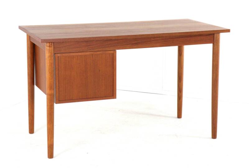 Danish desk with sliding drawer unit - teak - mid century modern