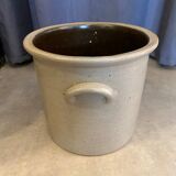 Varnished stoneware pot cover colbalt blue bird decor with small ears