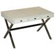 Vintage writing desk with chrome X-shaped top and patinated crocodile leather.
