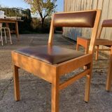 6 wooden and leatherette chairs