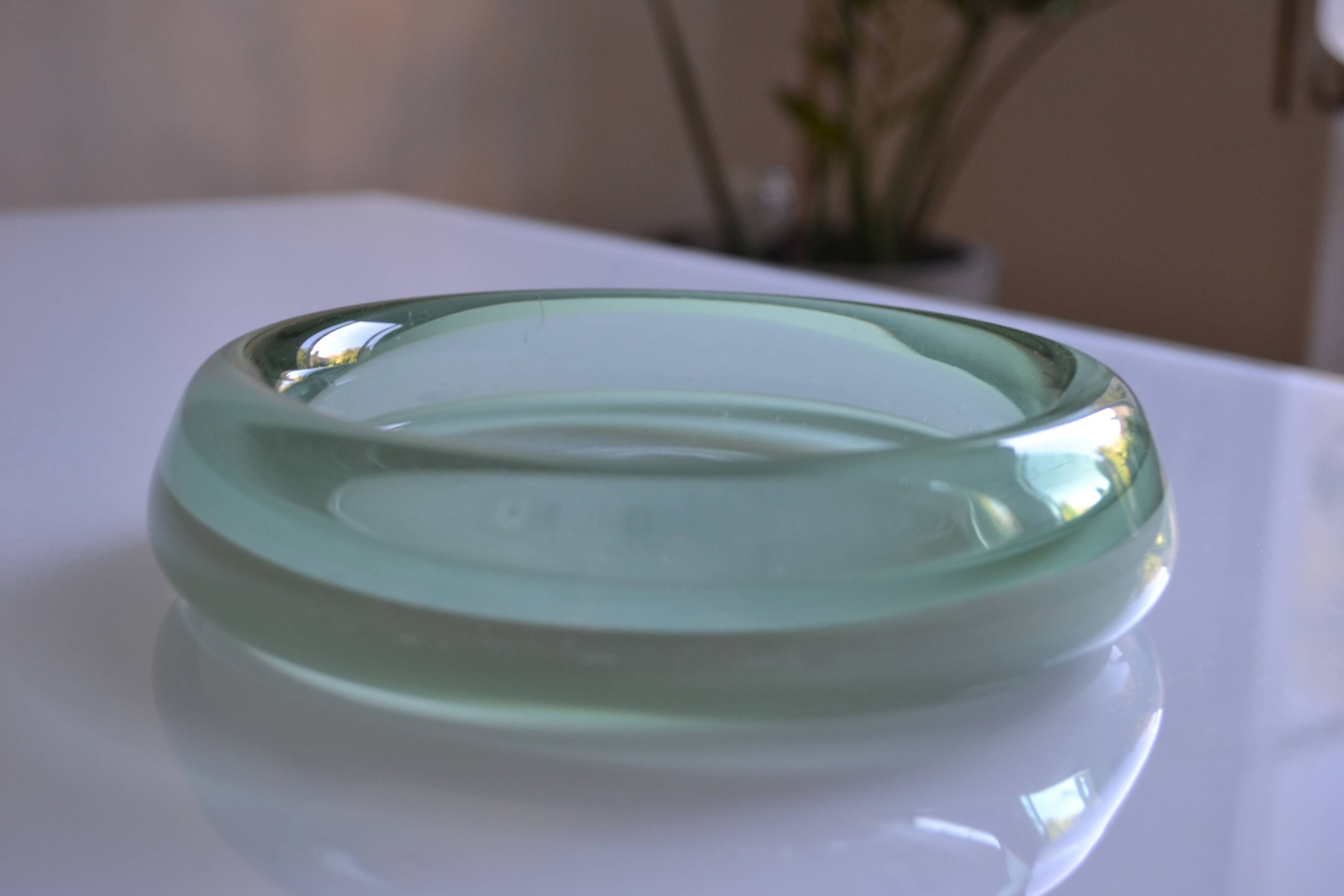 60's pocket tray Murano glass light green Italy