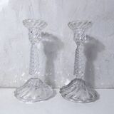 paire de bougeoirs en verre