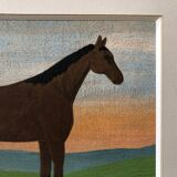 Peinture art équestre naif