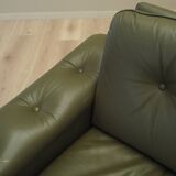 Canapé danois en cuir vert, années 1970