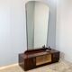 Mirror chest of drawers, flamed birch stained, vintage from the 50s