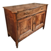 Buffet ancien français en noyer – Buffet du XIXe siècle avec tiroir et portes doubles – Rangement rustique de ferme