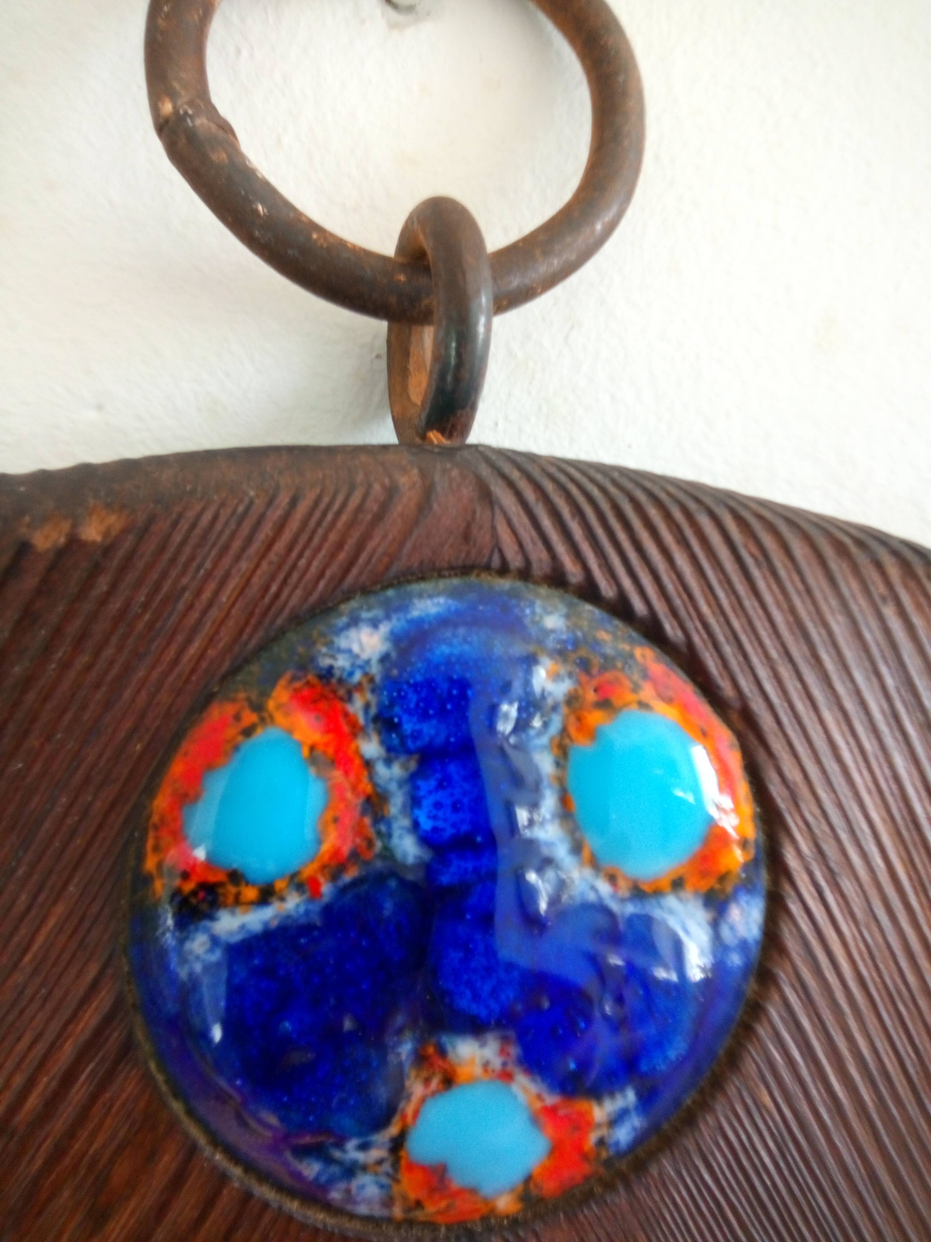 Capo Esmaltes vintage mirror 1960 wood and enamel