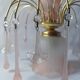 Vintage pink glass drop and flower chandelier pendant light.