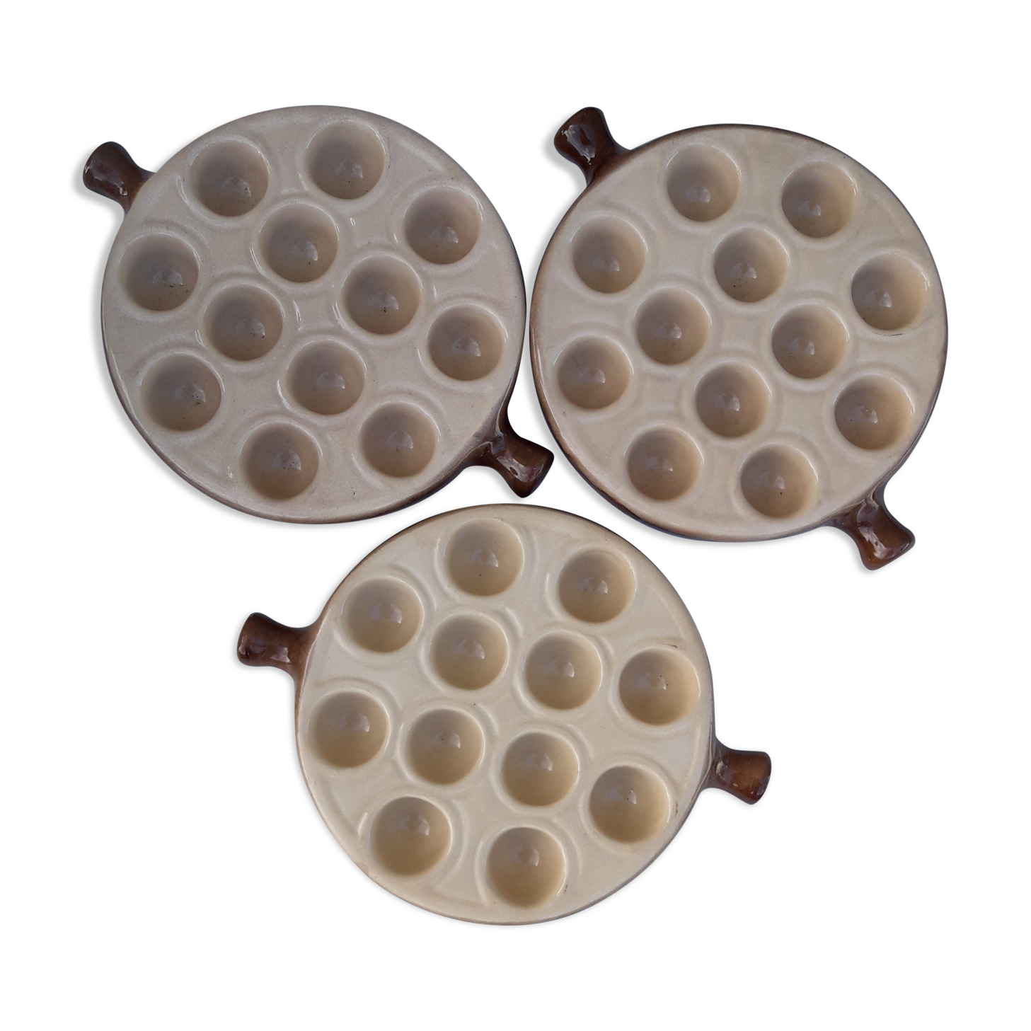 3 snail plates enamelled in La Bourguignonne