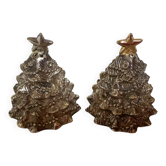 Silver-plated metal Christmas tree-shaped salt and pepper shakers