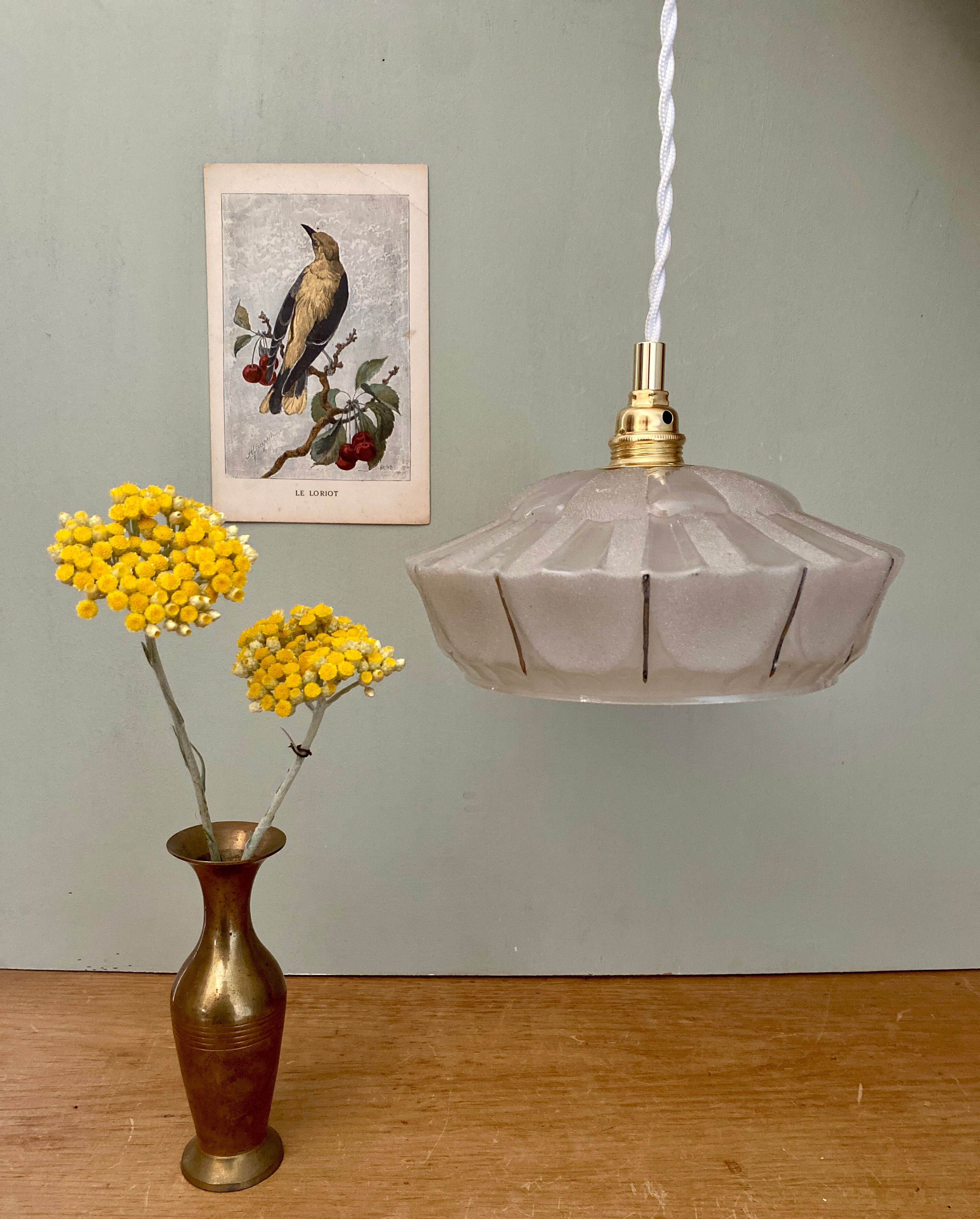 Suspension lamp vintage art deco glass