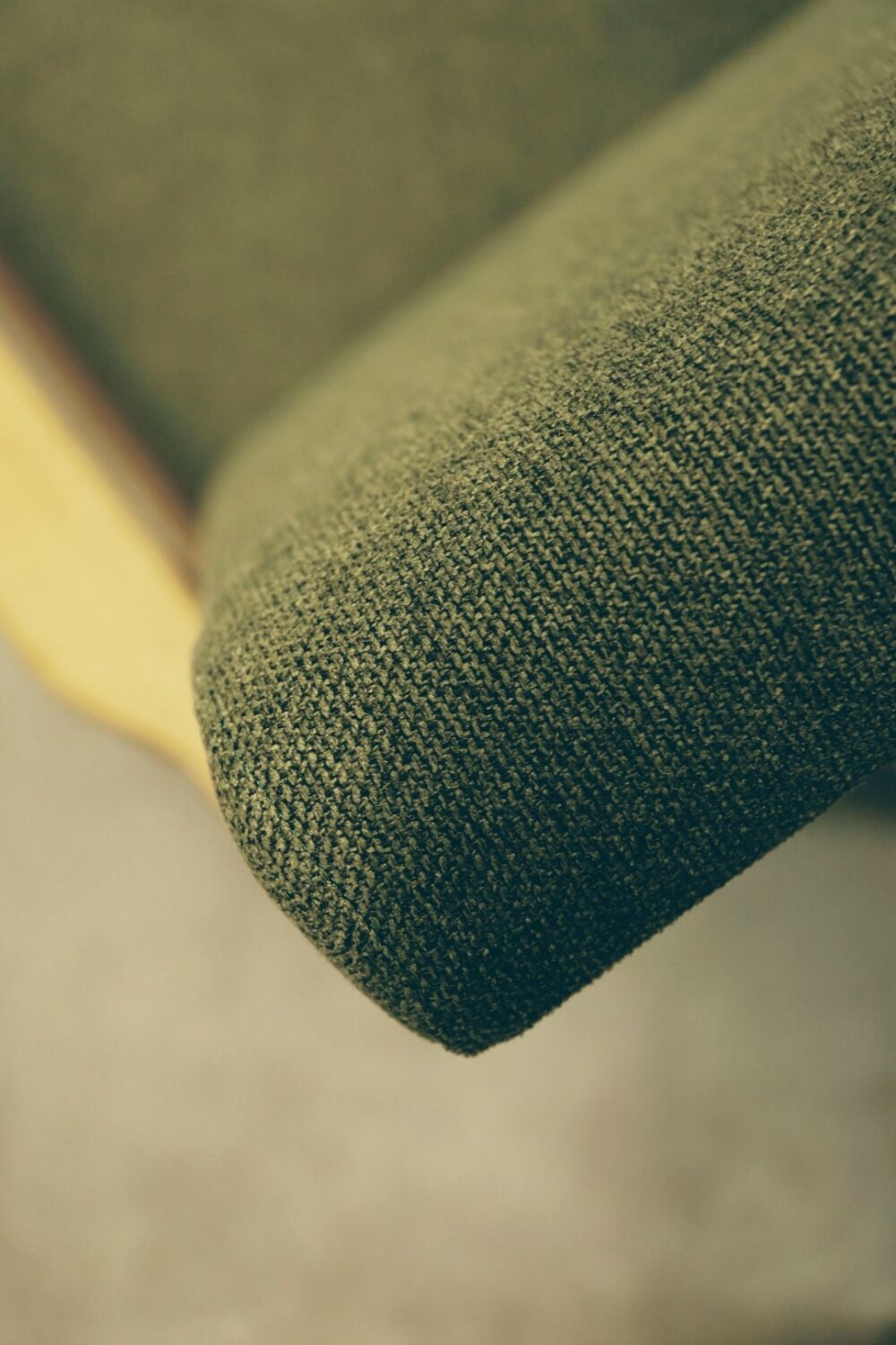 Vintage wood armchair boho green leaf oryginal from Mid century modern 1970 light wood chair salon