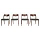 4 chaises Niels Møller « Modèle- 71 » palissandre & tissu 1951