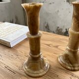Set 2 old onyx candlesticks