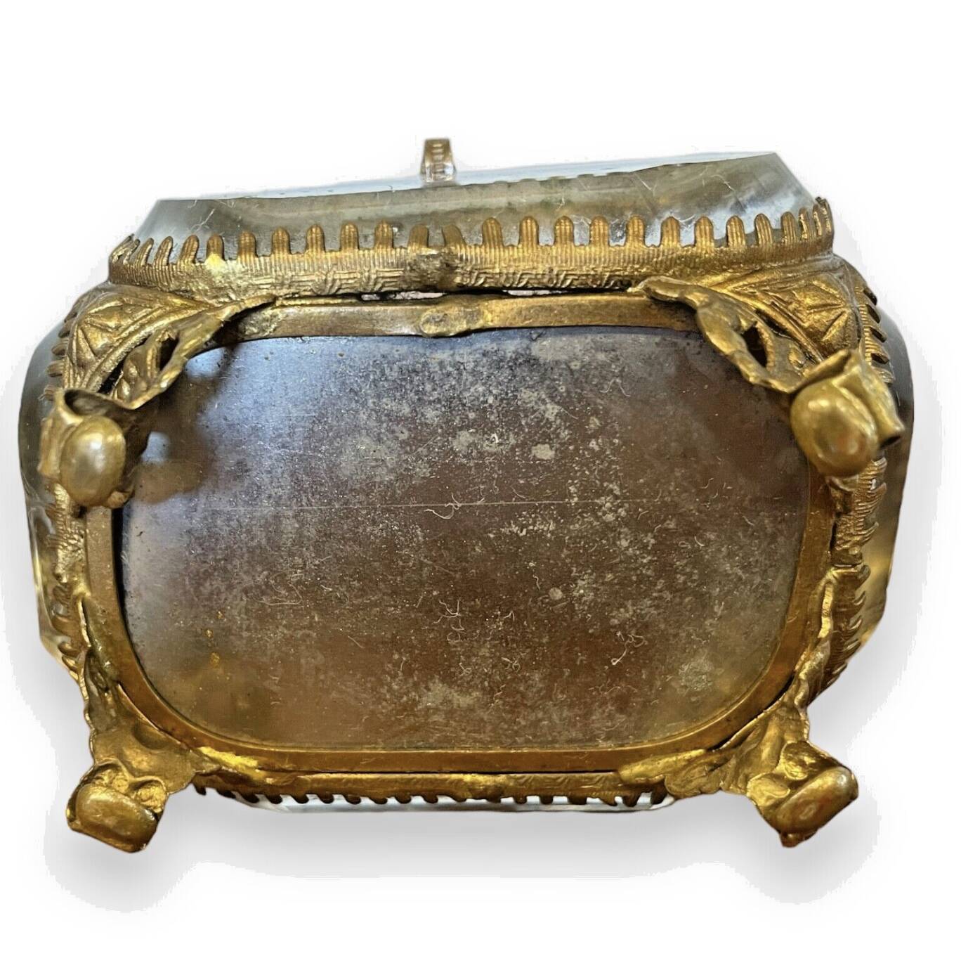Napoleon III glass and brass jewelry box - 367012