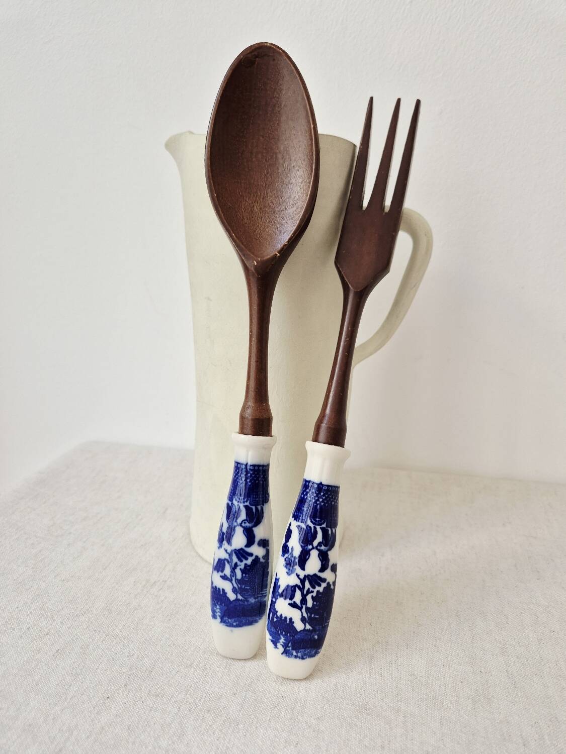 Japanese wooden and ceramic salad service, 1960