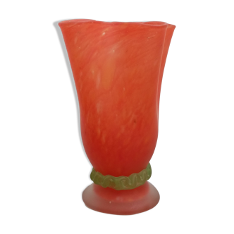 Grand vase pate de verre France 1960s