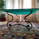 Wrought iron table with glass top