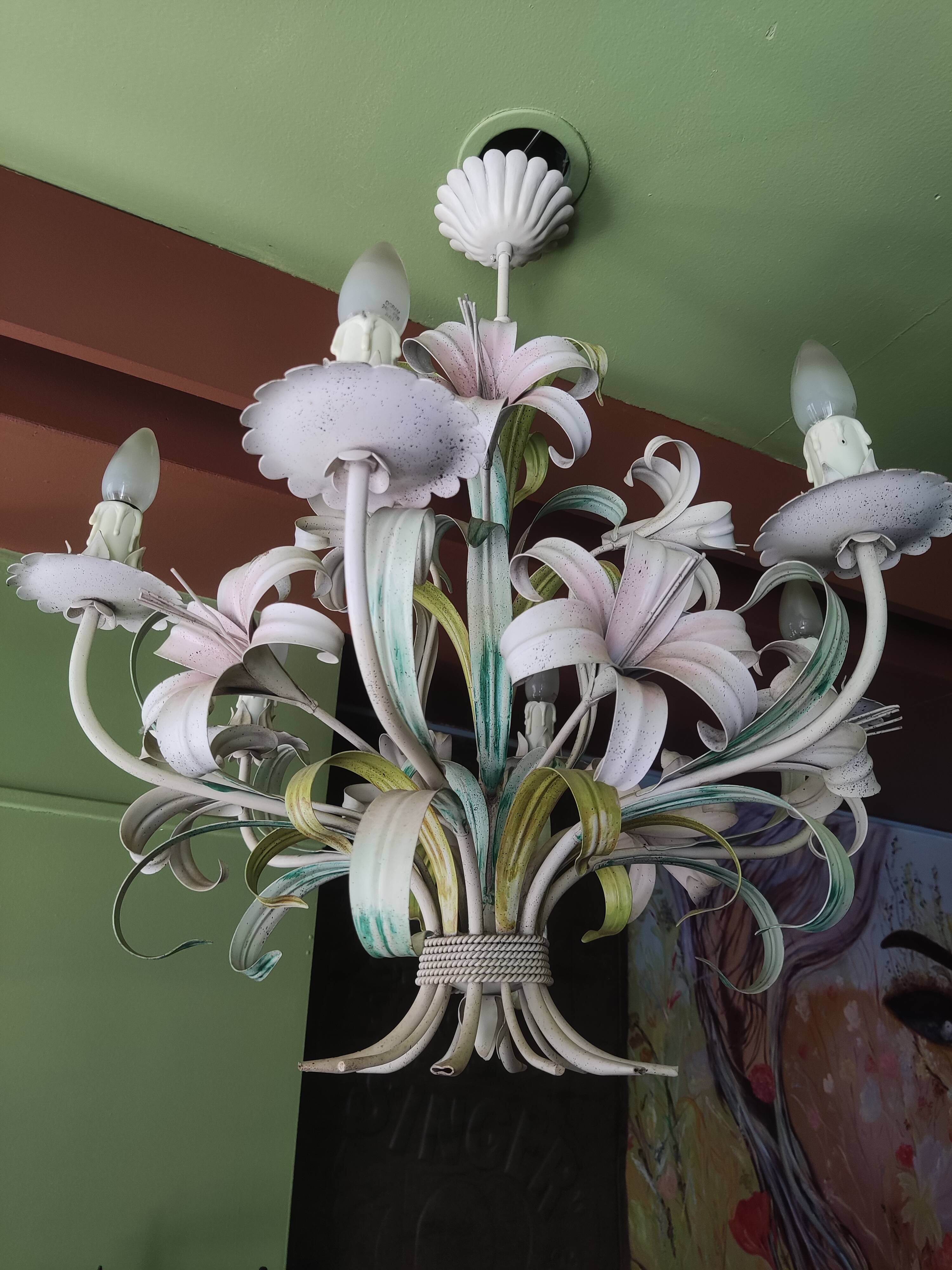 Vintage metal flower chandelier