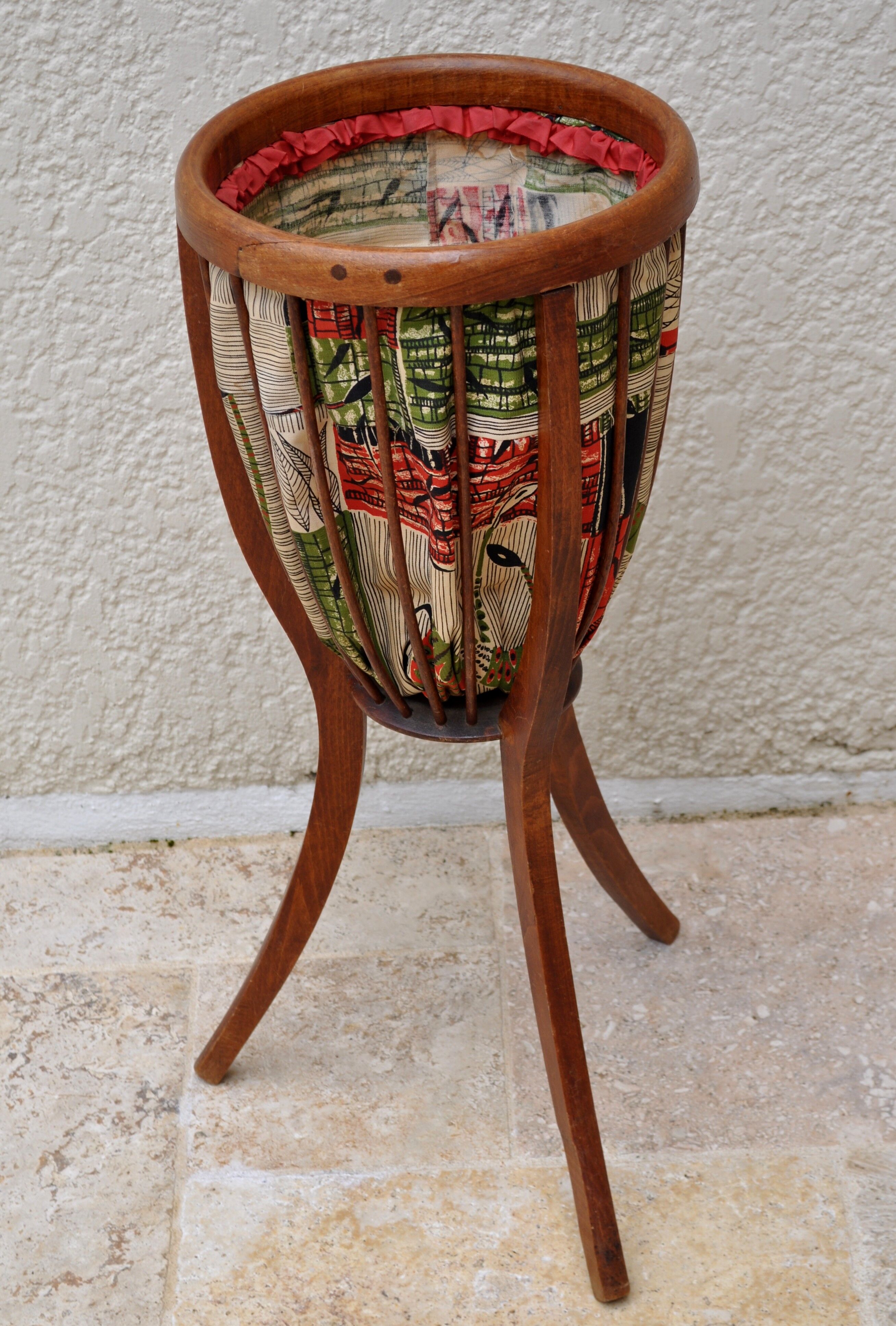 Vintage ball sewing basket