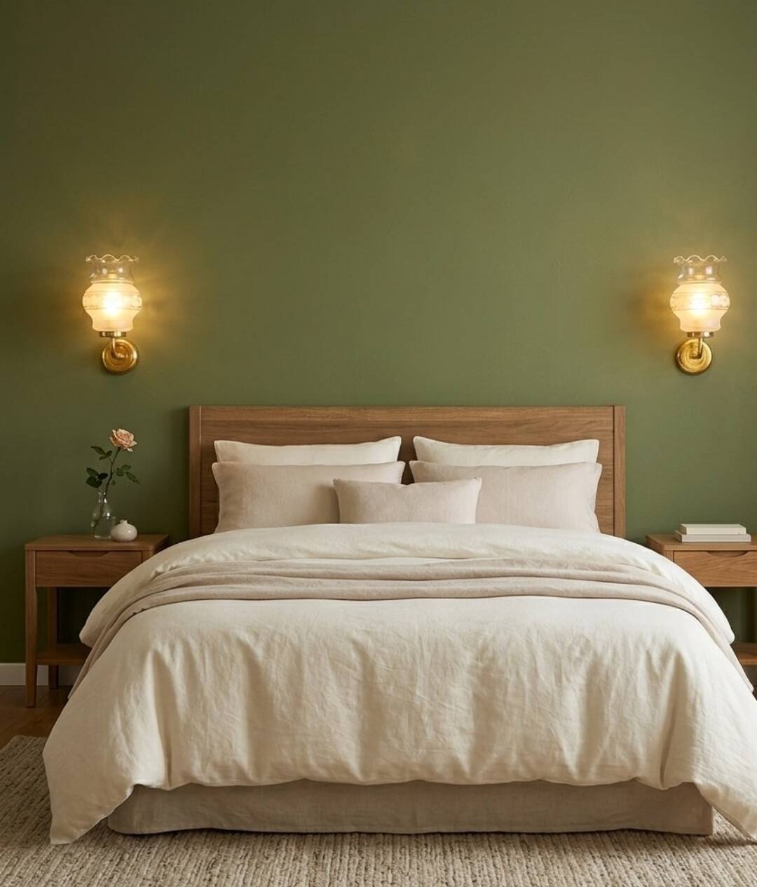 Pair of vintage wall lights in engraved glass & gold metal — Romantic elegance