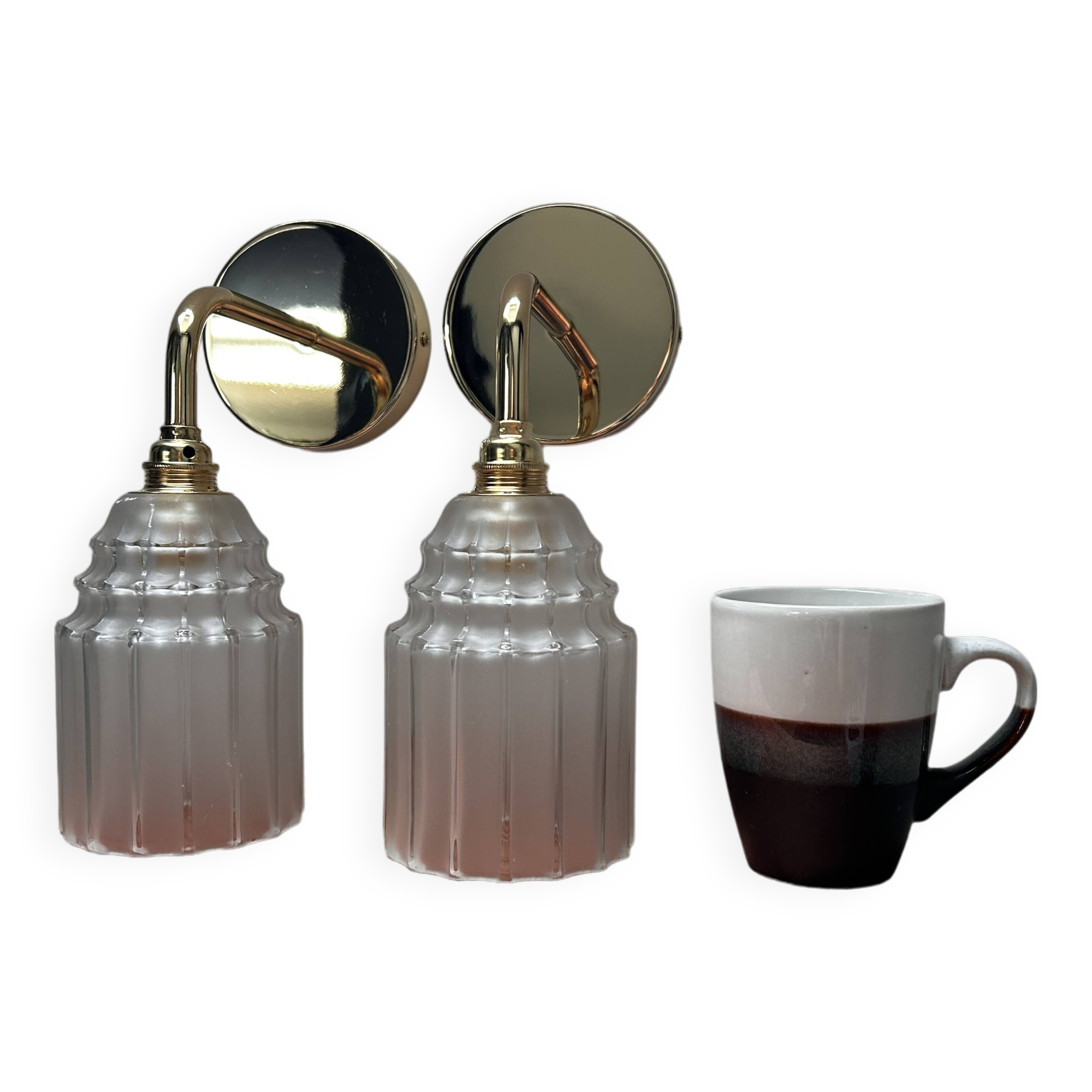 Duo of Art Deco tulip wall lights