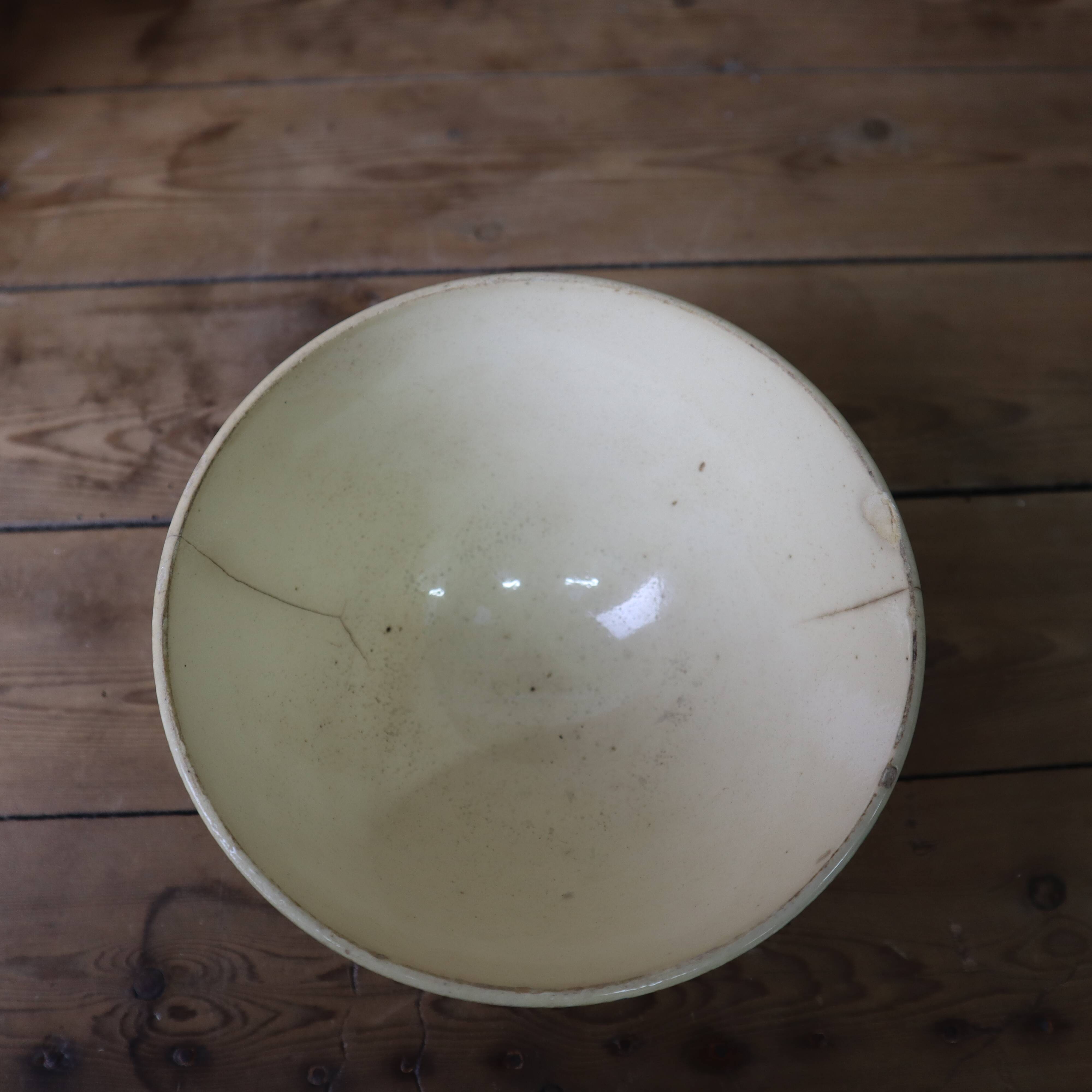 Set of 2 old large Terre de Fer bowls Digoin Sarreguemines