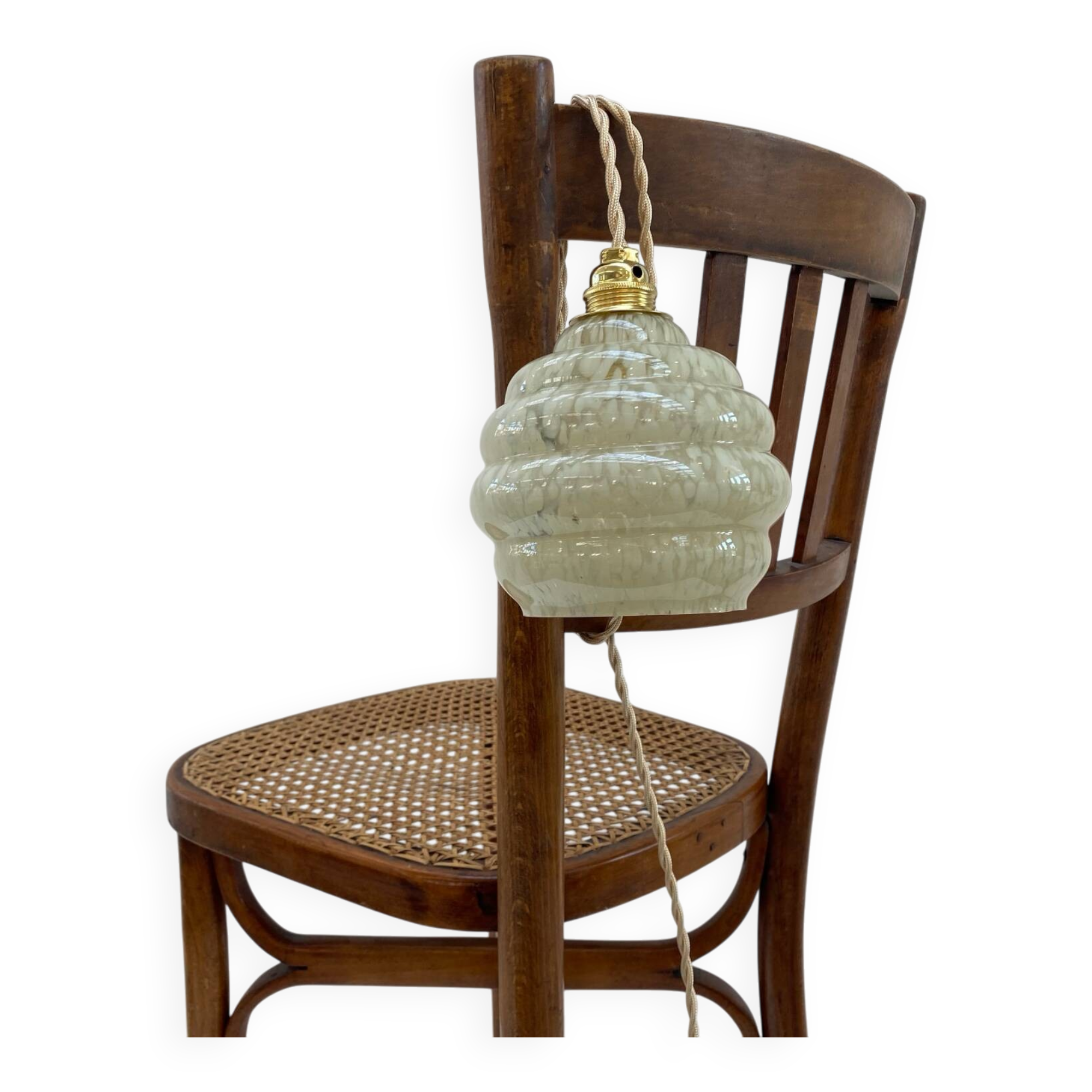 Pale yellow Clichy glass portable lamp