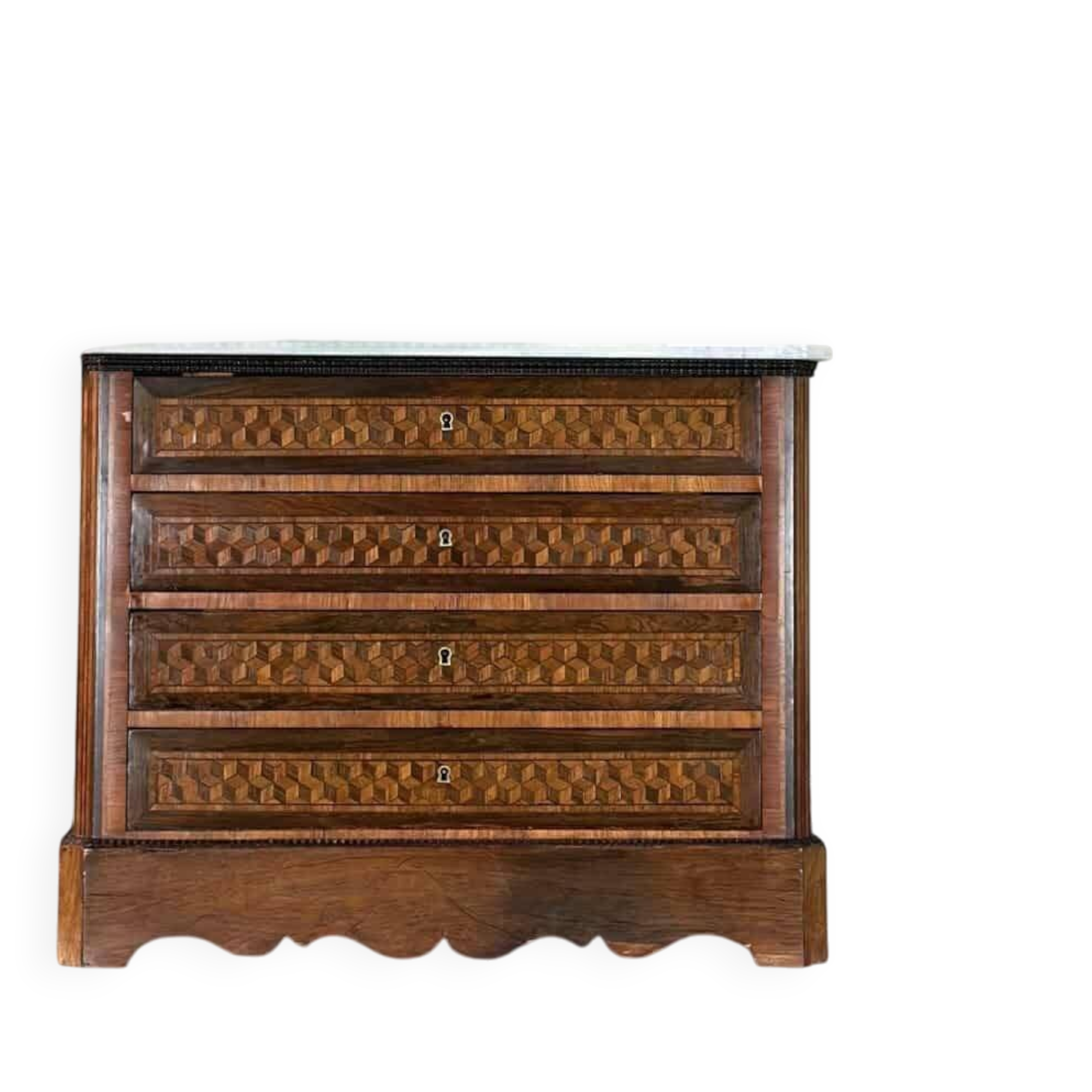 Miniature chest of drawers in mahogany veneer, 19th century