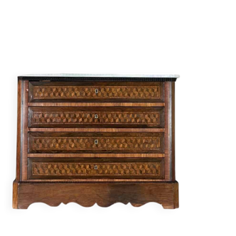 Miniature chest of drawers in mahogany veneer, 19th century