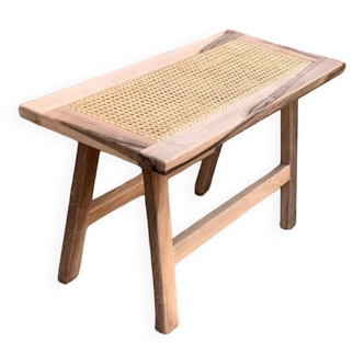 Bohemian Bench in solid wood and cane