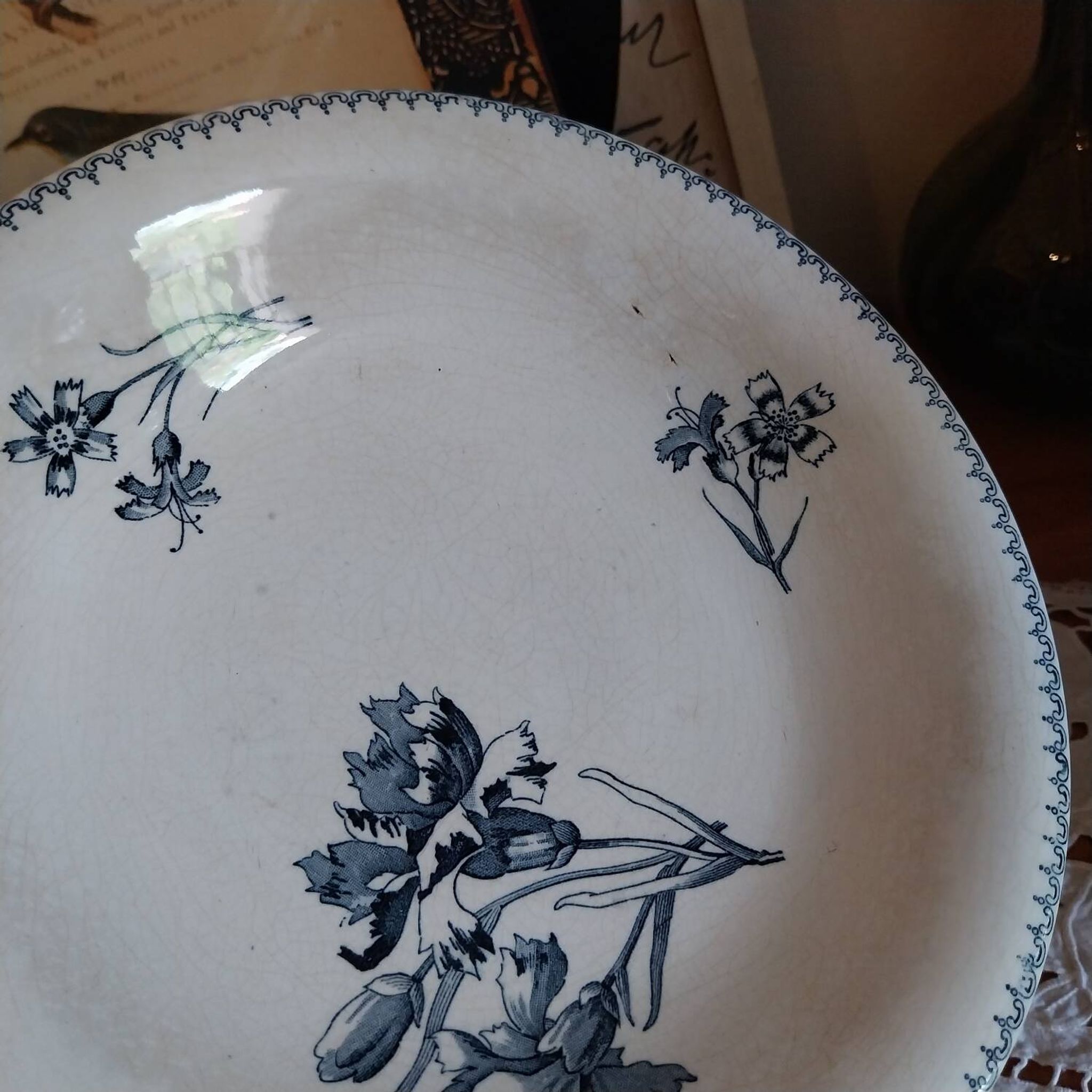 Old iron earth fruit bowl Sarreguemines
