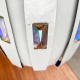 Metal pendant lamp and prism model in white mid-century by Werner Schou for Coronell Elektro, Denmark, 1960s.