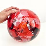 Vintage red glass ball vase