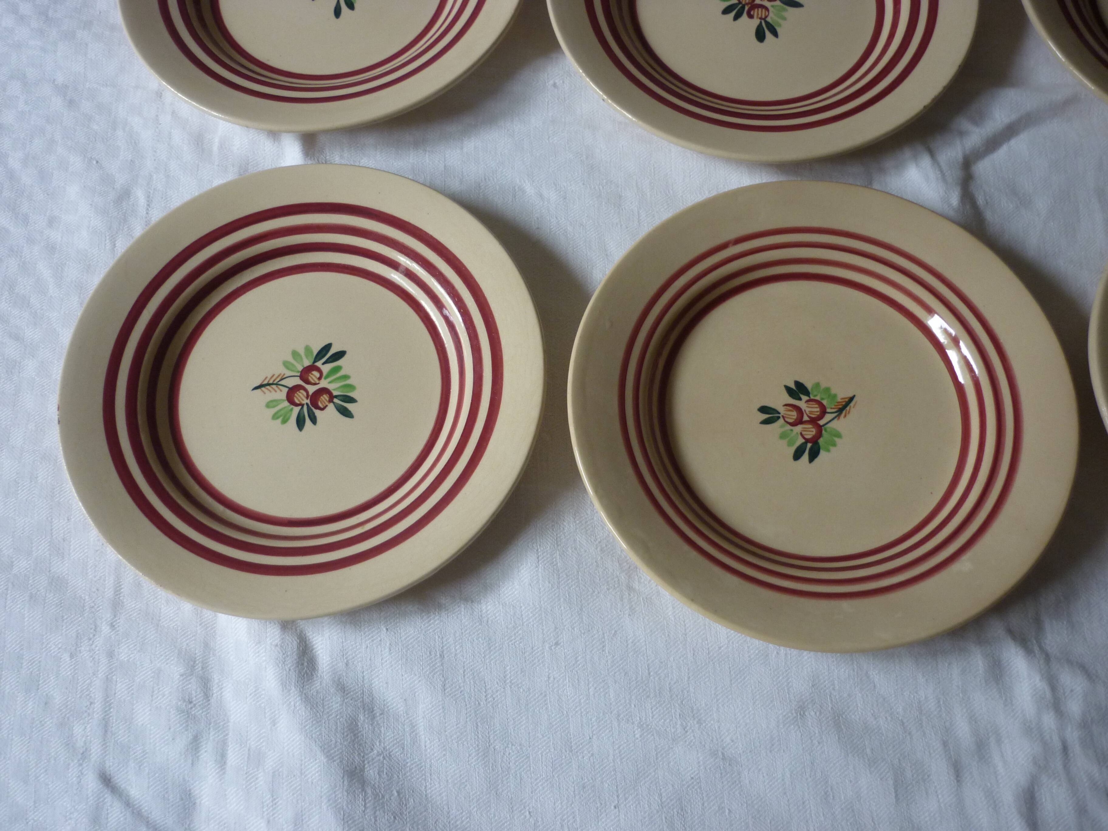 6 setting fruit gien earthenware dessert plates