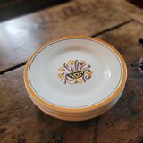 6 assiettes à dessert faïence de Montereau - Décor floral, circa 1950-