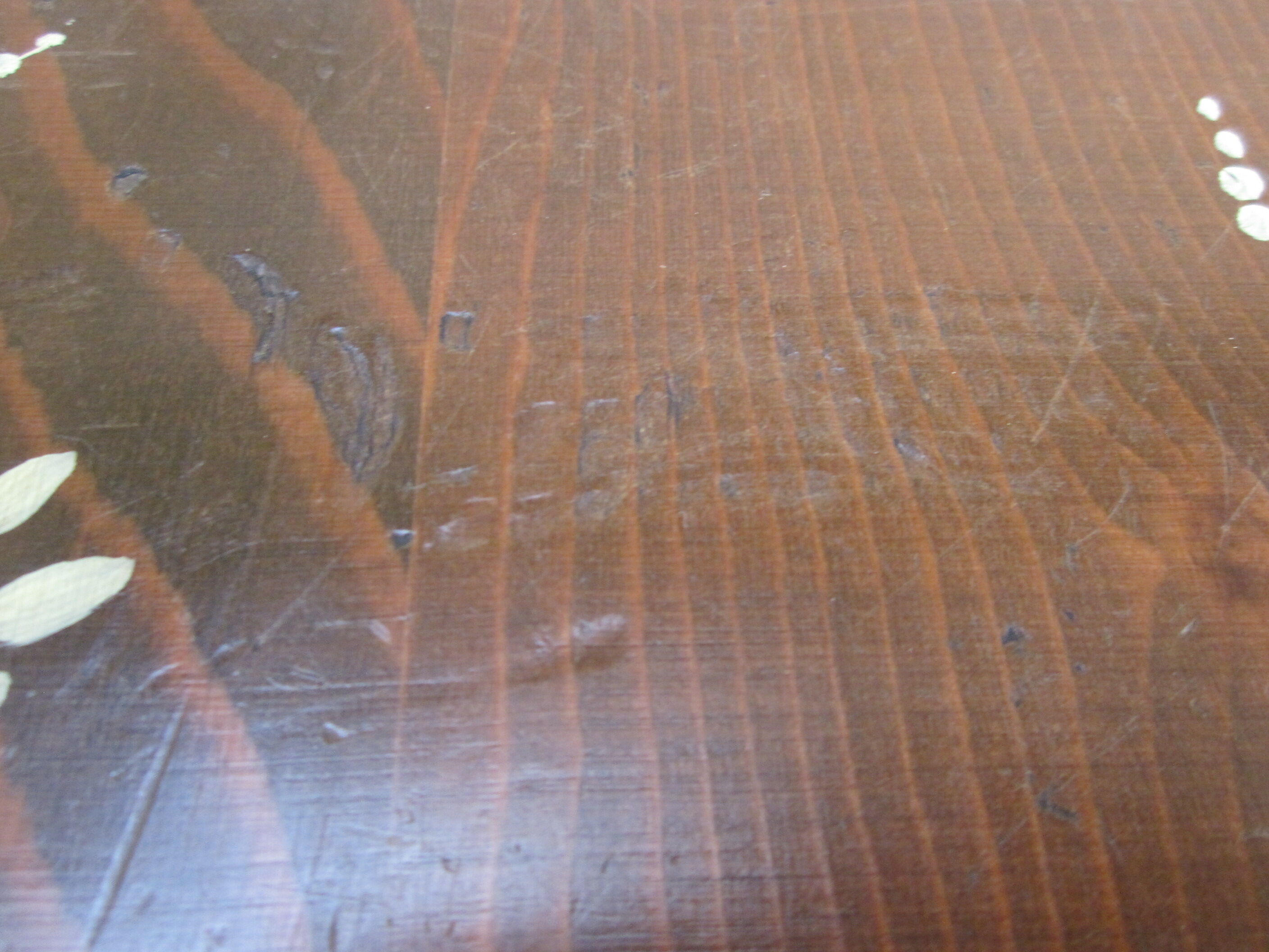 Wooden bench step foot with painted decoration