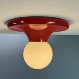 Castiglioni red metal "Light Ball" wall or ceiling lamp for Flos, Italy 1970s