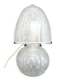 Art Deco mushroom lamp, pressed moulded glass, attributed to Muller Frères, circa 1930.