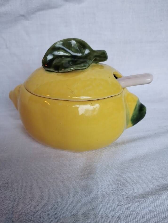 Lemon confit jar – Glazed earthenware – 1960s–70s – Vintage
