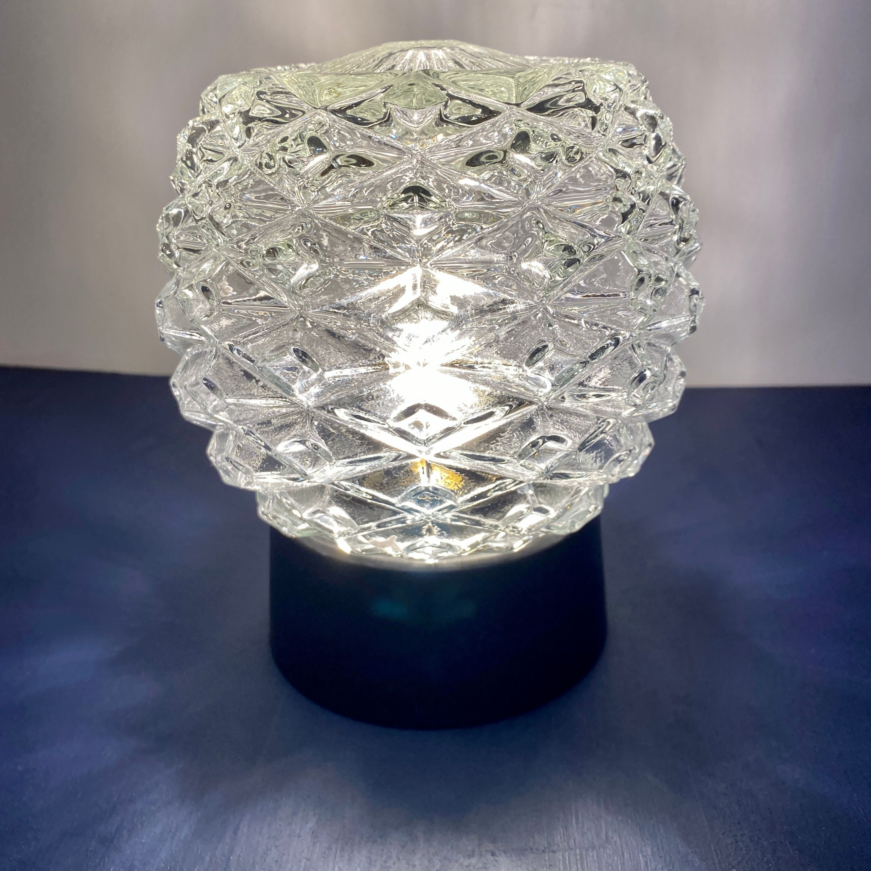 Pair of vintage wall lamps in molded glass and thermoplastic