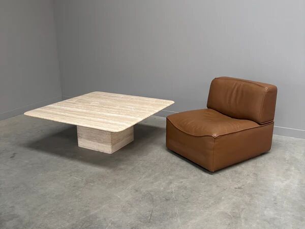 Large vintage travertine coffee table, 1970s